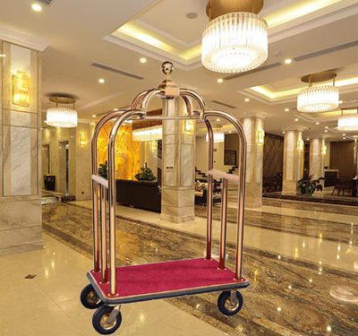 Xe đẩy hành lý khách sạn đa năng mạ vàng