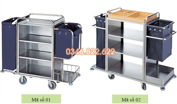 Xe dọn buồng phòng inox cao cấp Xe dọn buồng phòng inox cao cấp